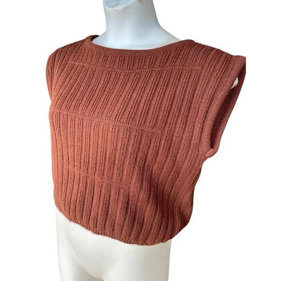 PANDORA Sweaters - Vtg Pandora Rust Brown Croppped Wool Sweater Vest M Fairy Grunge Indie Sleaze